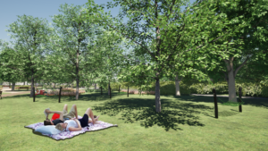 Wizualizacja nowej aranżacji i zagospodarowania parku Podlesie.