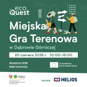 Plakat informujący o grze terenowej. Podany na niej jest termin oraz godziny wydarzenia.